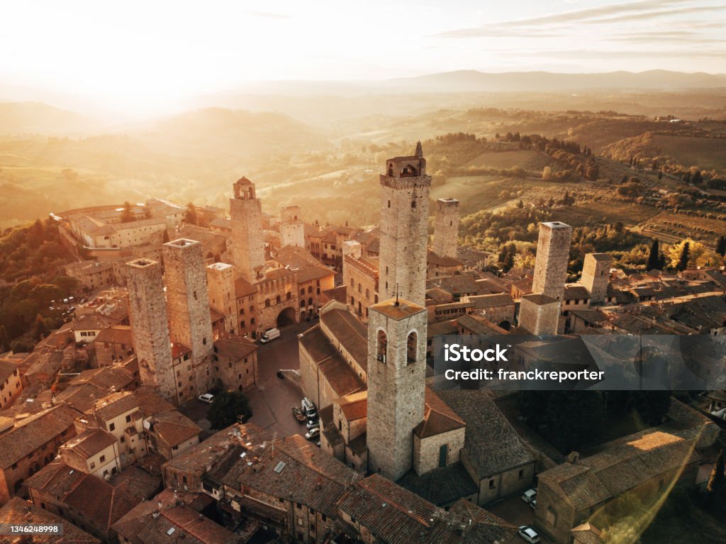 San Gimignano aerial view Tuscany Stock Photo