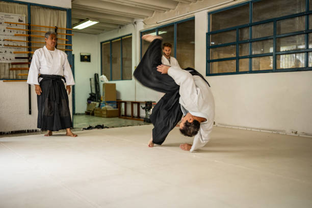 istock The instructor shows the movements in aikido 1346250950