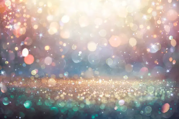 Golden Glitter With Colorful Bokeh Lights