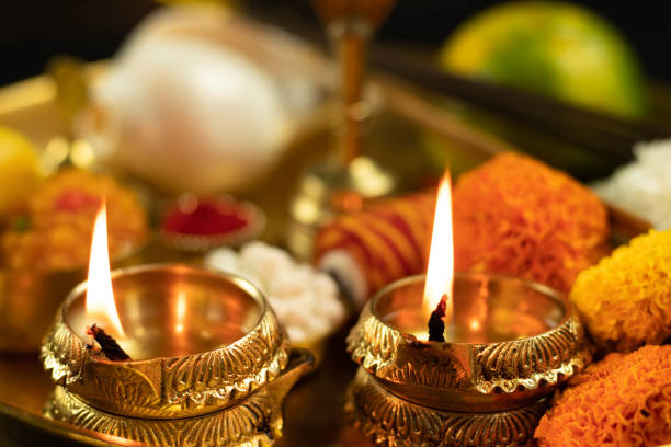 istock Illuminated Metal Brass Lamp Called Diya Deep Or Dia Glowing With Bokeh. Theme For Diwali, Navratri, Dussehra Puja, New Year, Deepawali, Karva Chauth, Teej, Ganesh Chaturthi Or Shubh Deepavali Pooja 1346254733