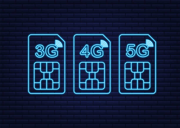 ilustrações, clipart, desenhos animados e ícones de 5g, 4g, símbolo neon 3g isolado em segundo plano, tecnologia de comunicação móvel e rede de smartphones. ilustração de ações vetoriais. - mobility people application software digital tablet