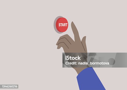 istock A hand pushing a red start button, the beginning of the challenge 1346260216