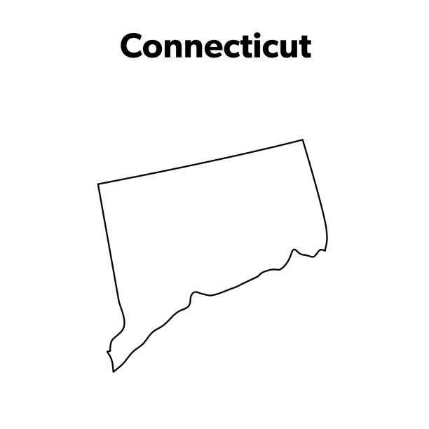 ilustraciones, imágenes clip art, dibujos animados e iconos de stock de esquema del mapa estatal de los estados unidos, connecticut - map cartography connecticut drawing