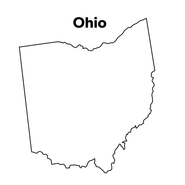 ilustrações de stock, clip art, desenhos animados e ícones de u.s state map outline, ohio - white background clip art american culture black