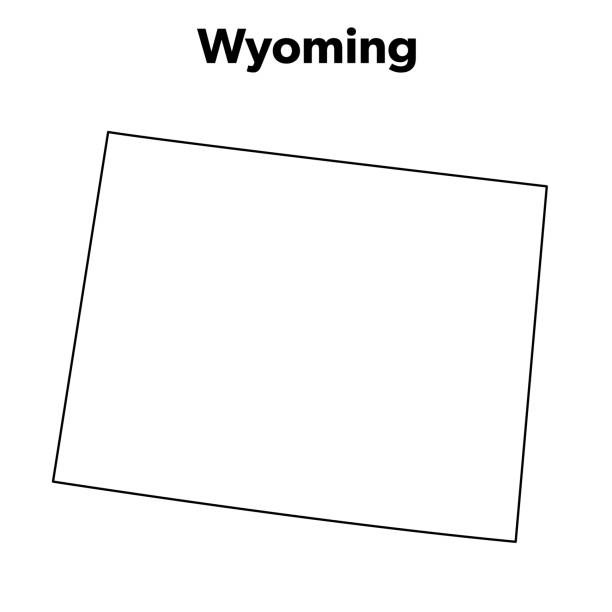 미국 주지도 개요, 와이오밍 - wyoming state stock illustrations