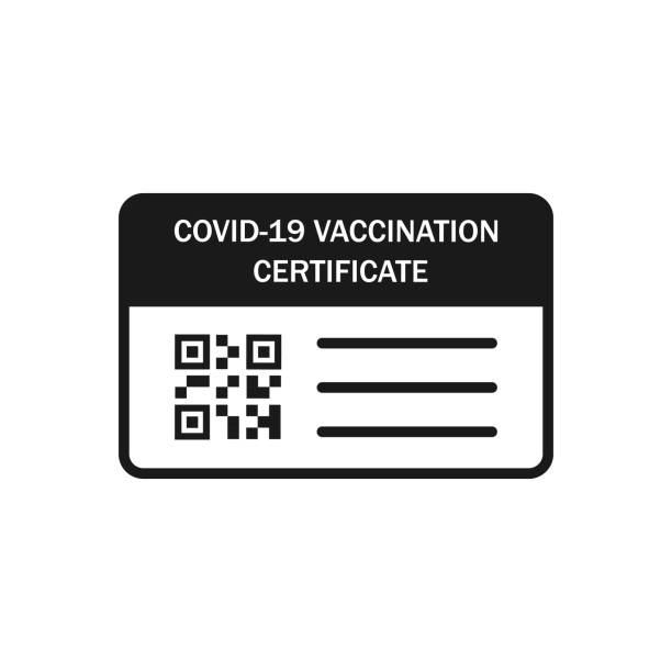 istock Covid-19 Vaccination Certificate Icon Illustration. Card as proof that you have been vaccinated against the corona virus 1346261435