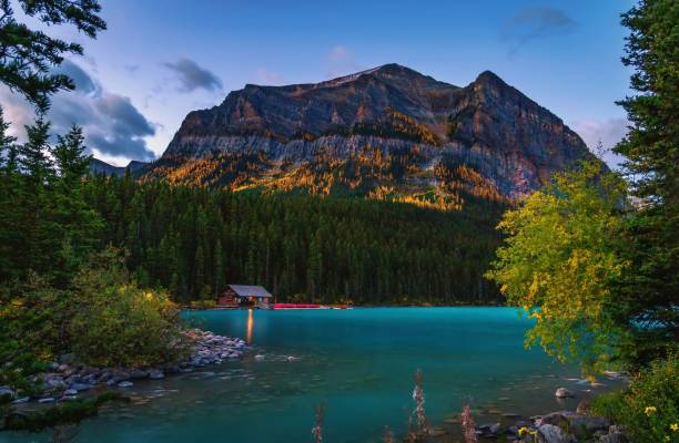 istock Cloudy Fall Morning At Lake Louise 1346264249