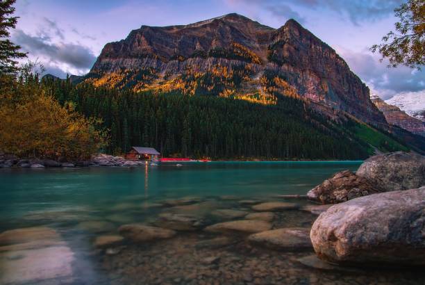 istock Fall Sunrise At Lake Louise 1346264251