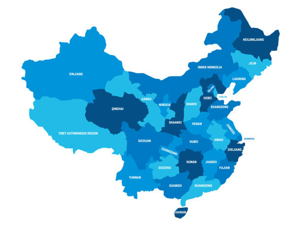 ilustrações de stock, clip art, desenhos animados e ícones de china - map of provinces - shaanxi province illustrations