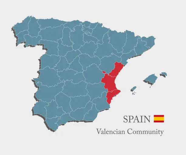 Vector illustration of Vector map country Spain, spanish region Valencia