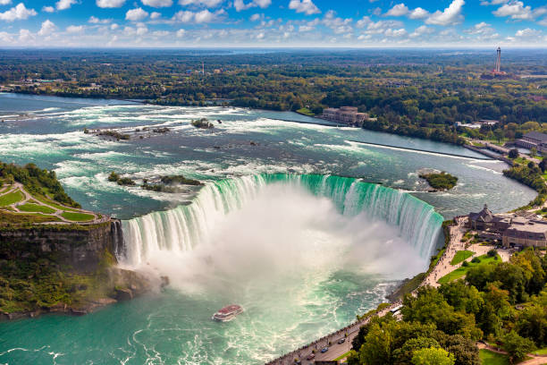 나이아가라 폭포, 호스슈 폭포 - niagara river 뉴스 사진 이미지