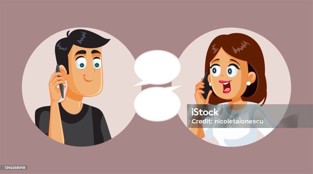 Ilustración de Pareja Hablando Por Teléfono Vector Cartoon Illustration y más Vectores Libres de Derechos de Relación a distancia - iStock Ilustración de Pareja Hablando Por Teléfono Vector Cartoon Illustration y más Vectores Libres de Derechos de Relación a distancia - iStock