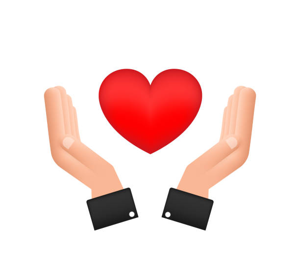 istock Heart icon with hands. love sign. Romantic card design. Valentines day cute poster. Vector illustration. 1346268053