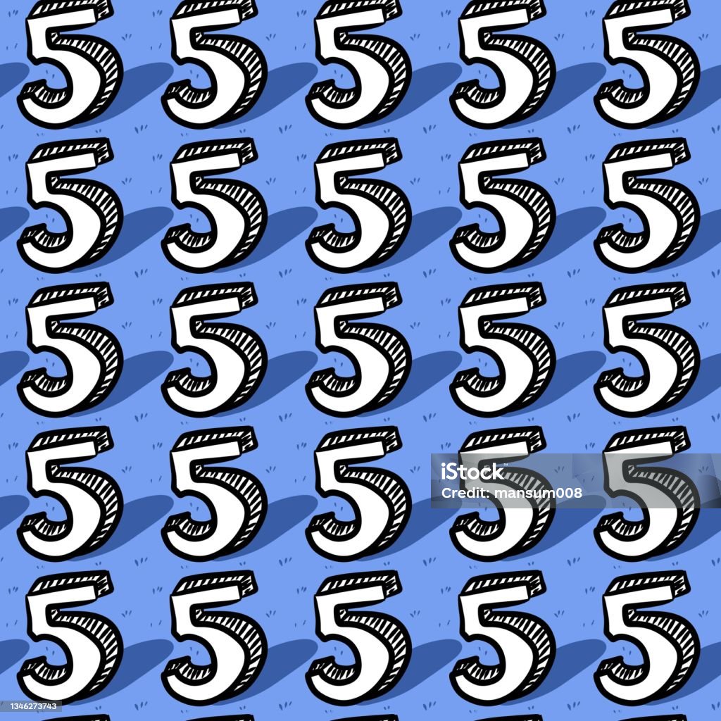 Fives Pattern Seamless Pattern Of Number Five Stock Illustration - Download Image Now ...