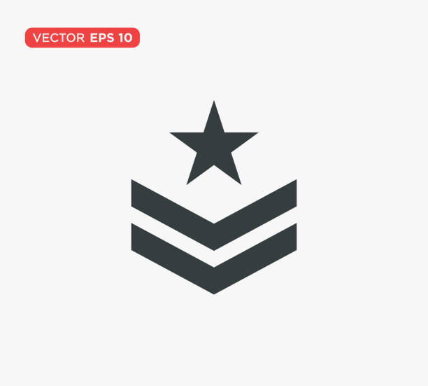 military rank badge emblem icon vektor illustration design editable vesizable eps 10 - sergeant stock-grafiken, -clipart, -cartoons und -symbole