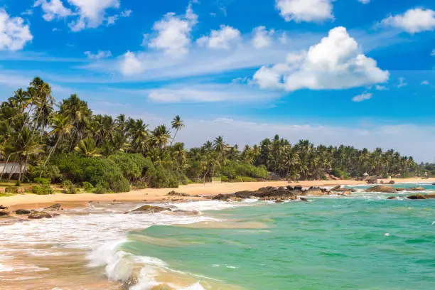 Dalawella Beach in a sunny day in Sri Lanka