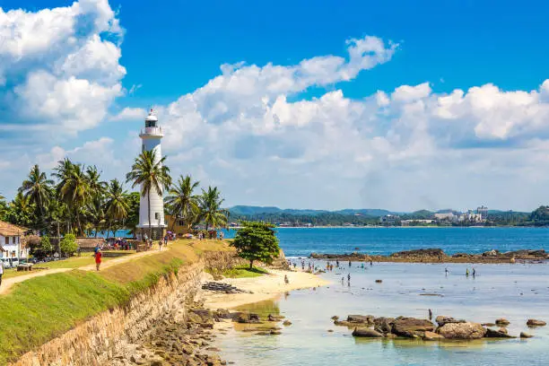 Lighthouse in Galle fort in a sunny day in Sri Lanka