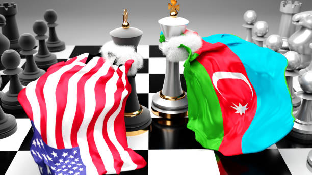 istock USA Azerbaijan crisis, clash, conflict and debate between those two countries that aims at a trade deal or dominance symbolized by a chess game with national flags, 3d illustration 1346279352