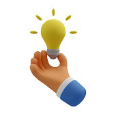 istock 3d icon hand holding light bulb 1346290930