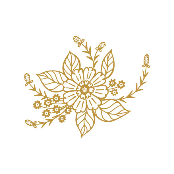 フラワーガーランドブーケ。ヴィンテージ花柄コーナー。ベクトルの図 - golden daisy点のイラスト素材／クリップアート素材／マンガ素材／アイコン素材