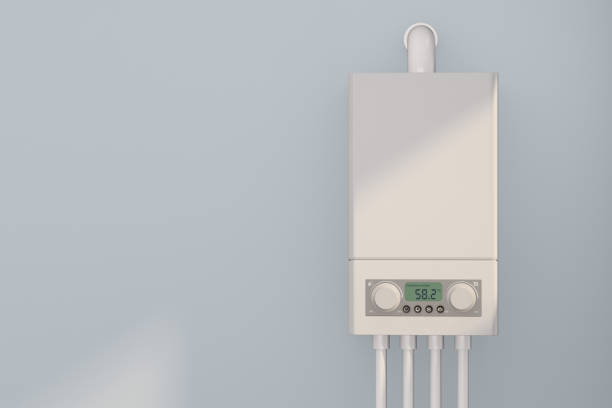 istock boiler gas heater water on wall. 3D illustration 1346291095