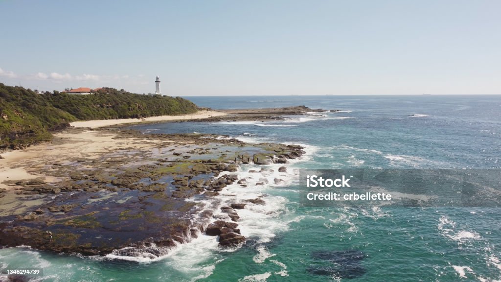 aerial view of norah head lighthouse on the central coast of nsw aerial view of norah head lighthouse on the central coast of nsw, australia 2020 - 2029 Stock Photo