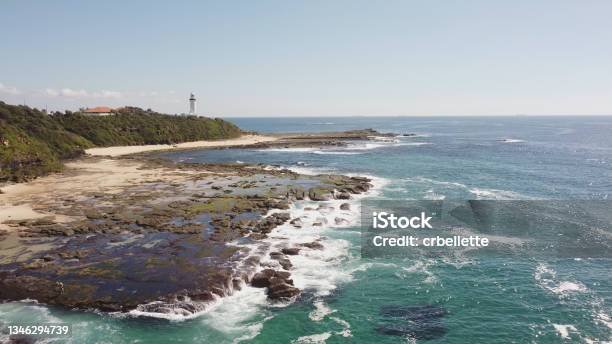 Aerial View Of Norah Head Lighthouse On The Central Coast Of Nsw Stock Photo - Download Image Now