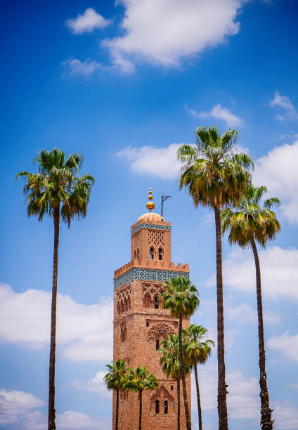 istock Koutoubia Mosque minaret Marrakesh with palm trees and blue sky 1346295727