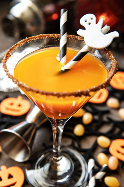 istock Halloween pumpkin orange cocktail. Festive drink 1346296425