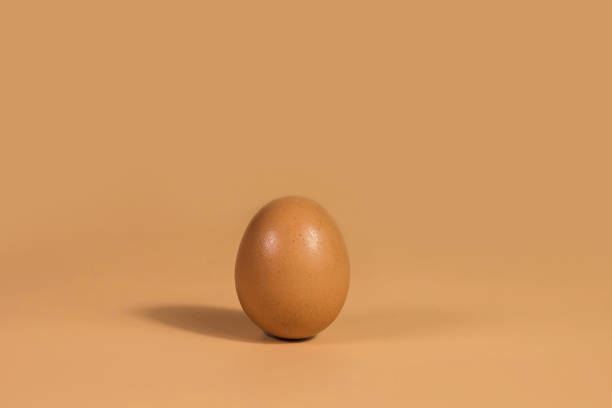 istock Chicken natural fresh egg is isolated on a beige background. Eco-concept. Vertical photo, postcard. 1346297842