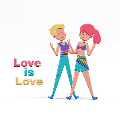 Love is Love -  LGBT 3D graphics isolated on white background - 3d illustration