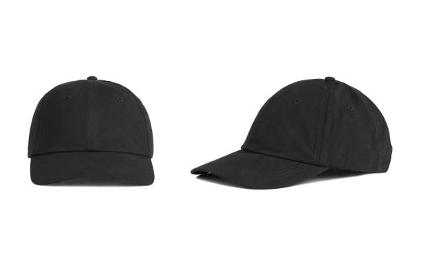 黒い野球帽。正面と側面のビュー - baseball isolated ストックフォトと画像