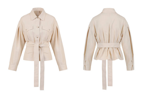 istock Brown women's demi-season jacket. Front and back view 1346303247