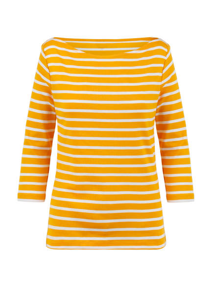 istock White women's sweatshirt with yellow stripes 1346303259