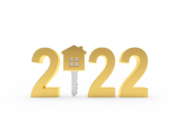 istock Golden number 2022 with a key 1346303305