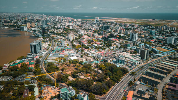 cityscape of lagos marina, ring road and lagos house - lagos bildbanksfoton och bilder