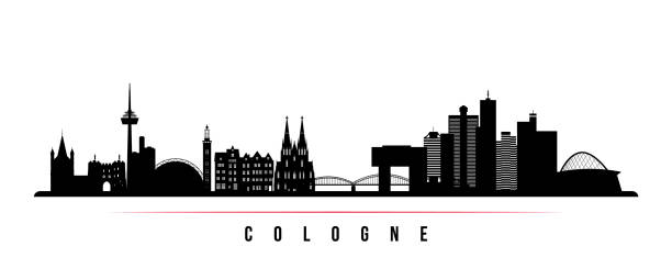 Cologne skyline horizontal banner. Black and white silhouette of Cologne, Germany. Vector template for your design. Cologne skyline horizontal banner. Black and white silhouette of Cologne, Germany. Vector template for your design. cologne stock illustrations