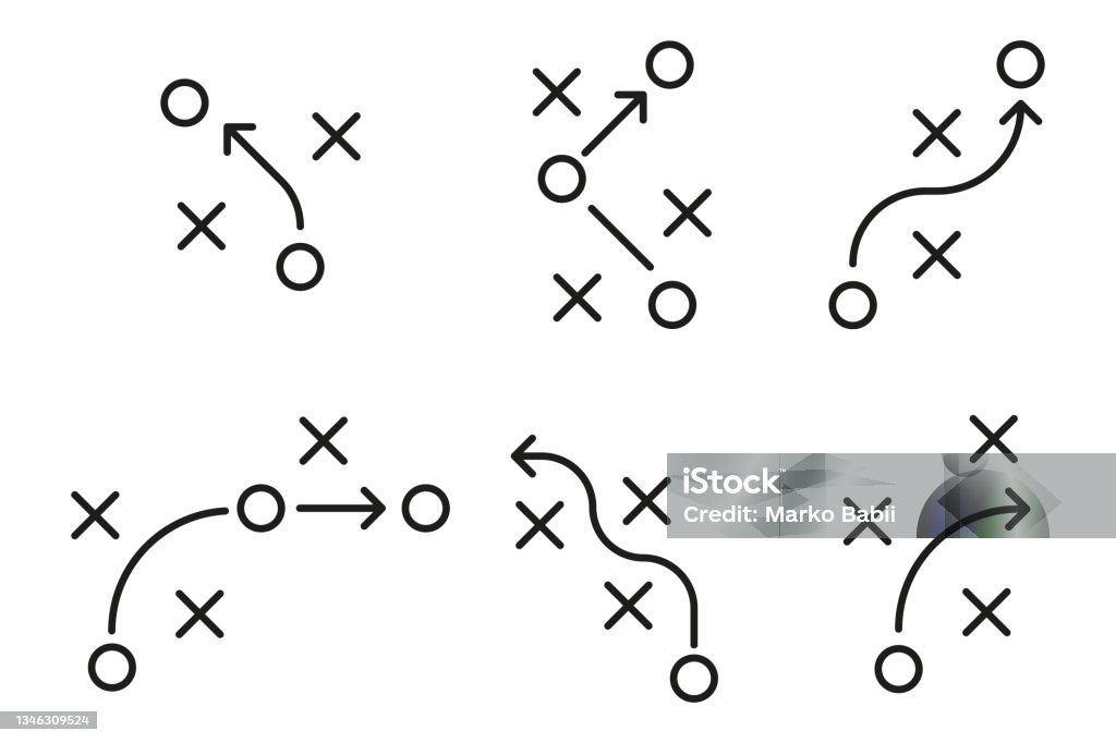 Tactical icons, set of different strategy plans. Vector illustration Soccer stock vector
