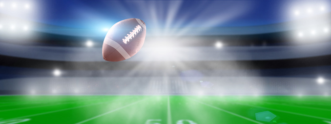 American football ball field yard line green background with space for your copy.