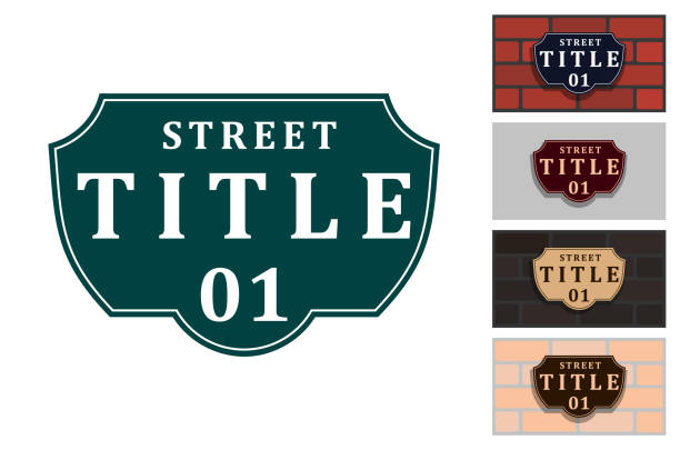 Addressable figured plate with a street number Addressable figured plate with a street number for residential and non-residential premises, houses, shops, cafes. Different colors pattern, isolated vector illustration house numbers stock illustrations