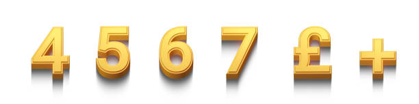 istock Set of golden 3d numbers on White background, 4 5 6 7, 3d rendering 1346322457