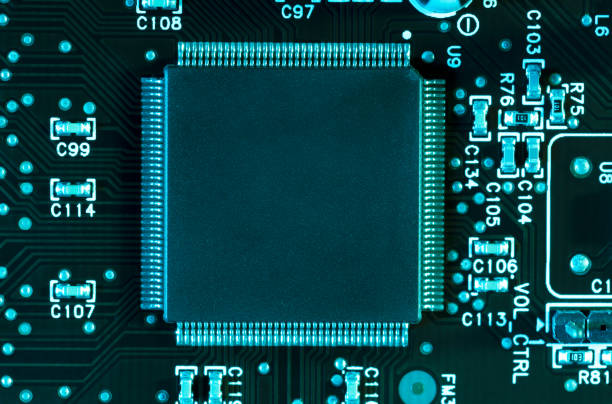 istock Close up of computer chip on circuit board 1346323343
