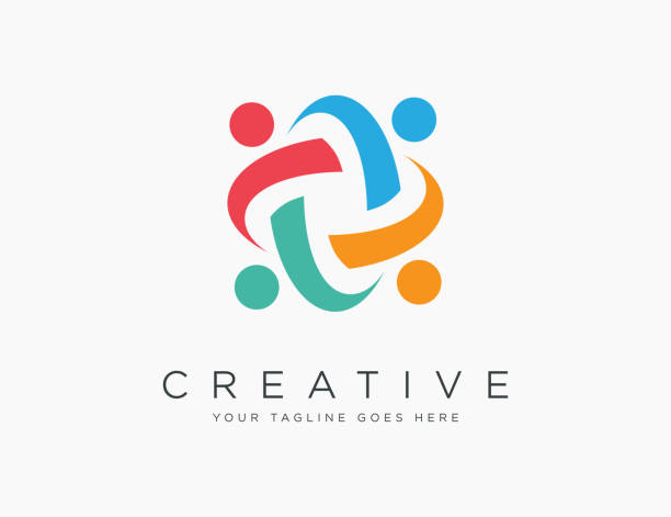 creative people logo template design vector illustration design edytowalny eps 10 o zmiennym rozmiarze - teamwork cooperation strategy unity stock illustrations