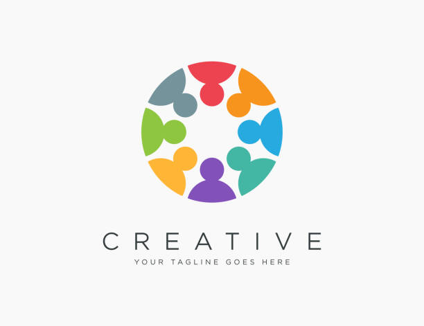 creative people logo template design vector illustration design edytowalny eps 10 o zmiennym rozmiarze - teamwork cooperation strategy unity stock illustrations