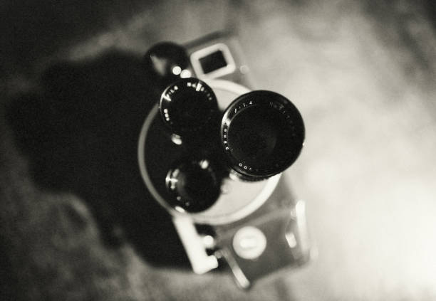 the old super 8 movie camera. - ideas concepts aperture black imagens e fotografias de stock