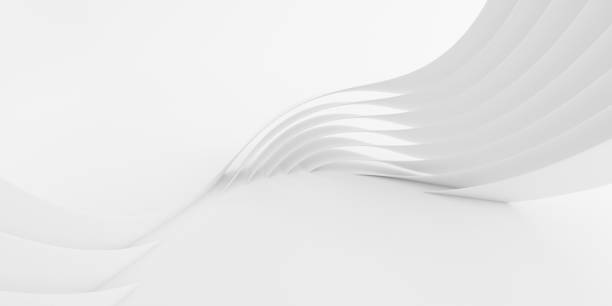istock Abstract of white lines background, Minimal dynamic shape, 3d rendering. 1346324729