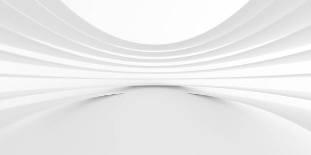 istock Abstract of white lines background, Minimal dynamic shape, 3d rendering. 1346324736