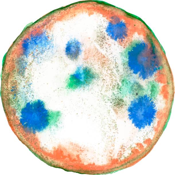 istock watercolor circle red and blue color, watercolor blurred round highlights icon for design isolated on white background, mystical paint icon 1346325215