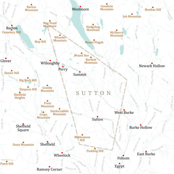 VT Caledonia Sutton Vector Road Map VT Caledonia Sutton Vector Road Map. All source data is in the public domain. U.S. Census Bureau Census Tiger. Used Layers: areawater, linearwater, roads, rails, cousub, pointlm, uac10. folsom stock illustrations