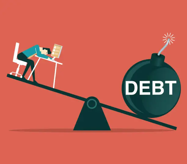 Vector illustration of Debt - Businessman